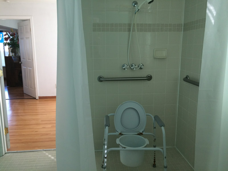 Private shower at Benicia Angel's Home on Mills Drive